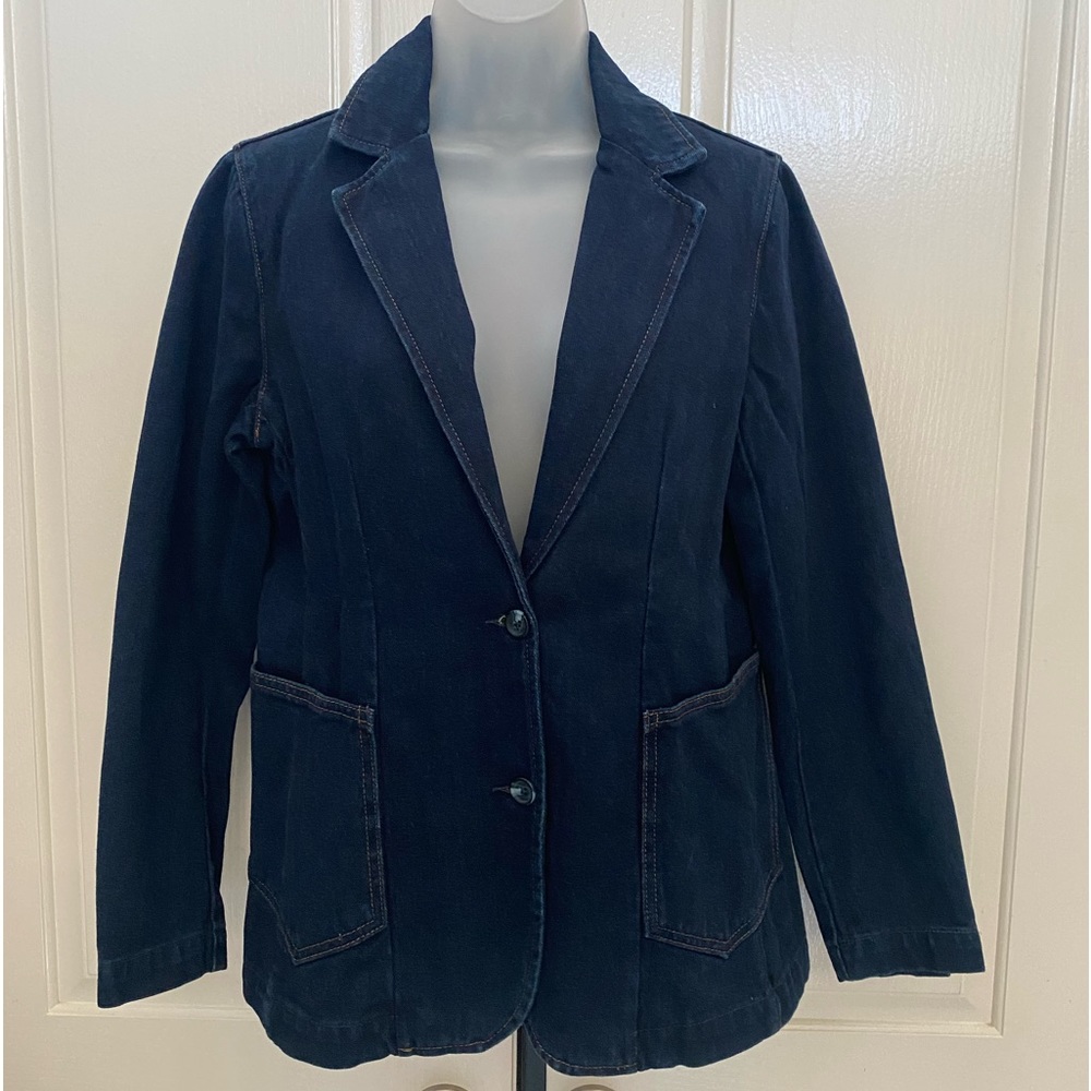 NEW wTag-Gloria Vanderbilt x Christian Siriano Dark Ink Stain Denim Blazer 6